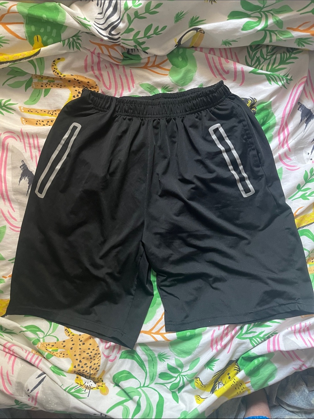 Men's Black Athletic Shorts with Reflective Trim